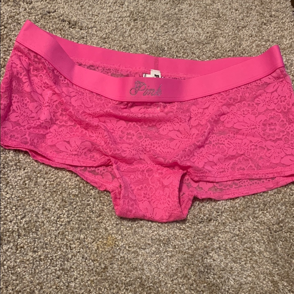 PINK Victoria's Secret Fuchsia Lace Boyshorts